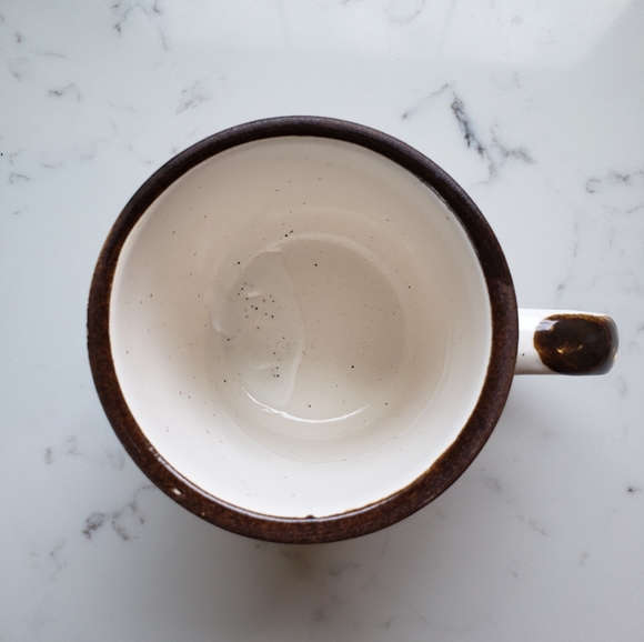 Vintage stoneware Canada loon sunset scenery mug tan brown speckled hand… - Picture 7 of 10